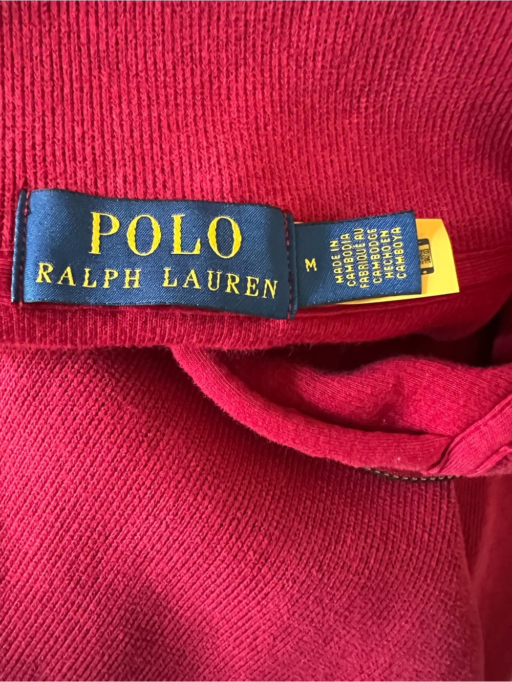 Polo Ralph Lauren Mens Cotton Red Mock Neck Quarter Zip Pullover Sweater Medium - Picture 5 of 8